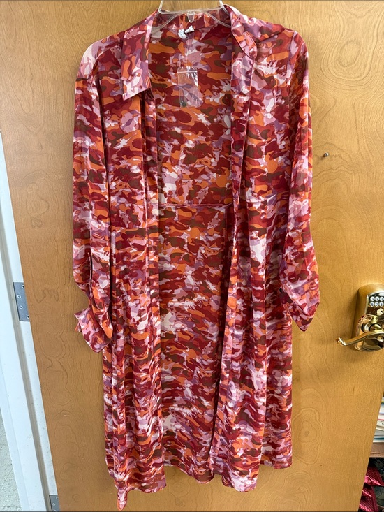 Cato Dresses & Skirts - Cato Red Pink Orange Multi-Color Long Sleeve Shirt Dress